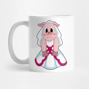 Pig as Bride with Wedding dress Mug